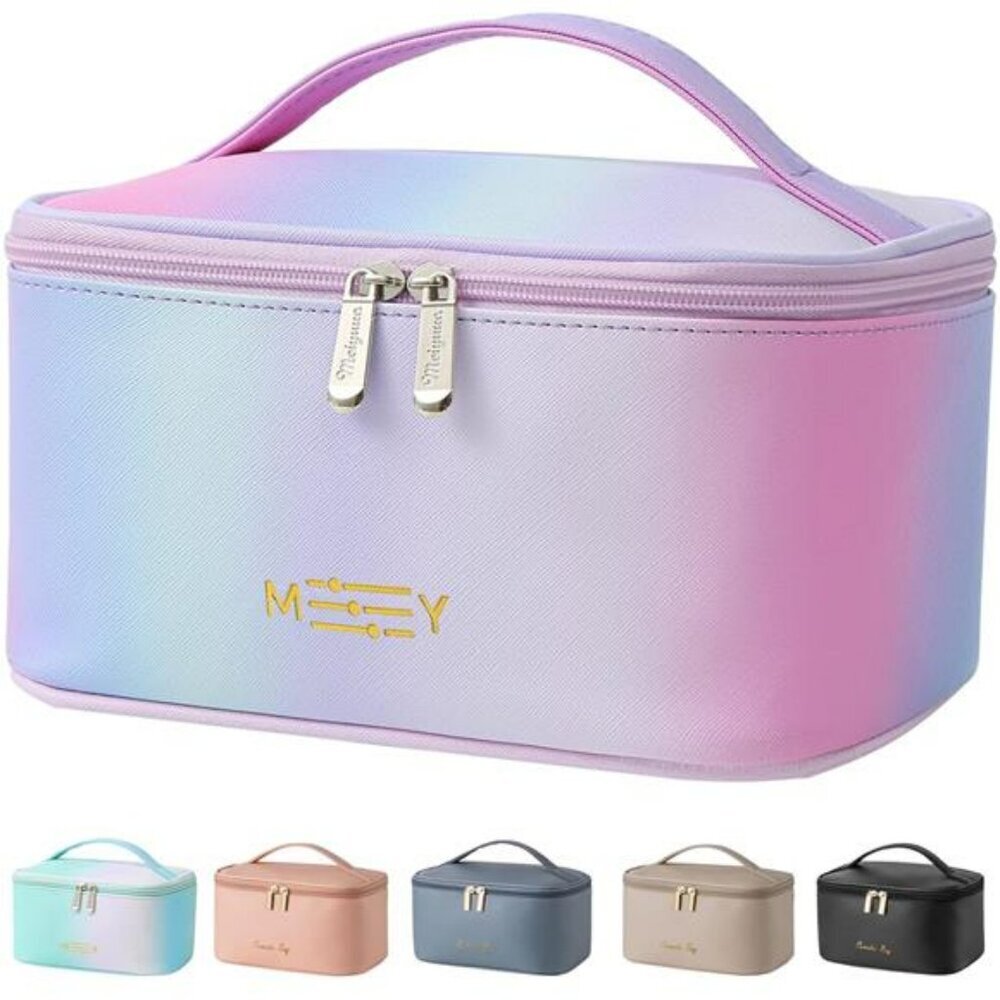 Rainbow gradient makeup bag pink cosmetic pouch waterproof travel toiletry case